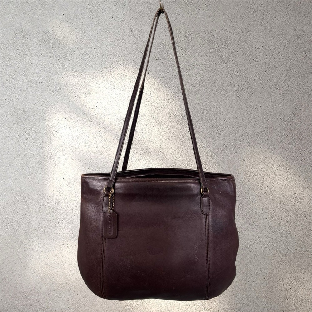 Vtg Coach 9998 Large Framed Pouch 90s‎ Mahogany Leather Bag Tote Purse USA Made